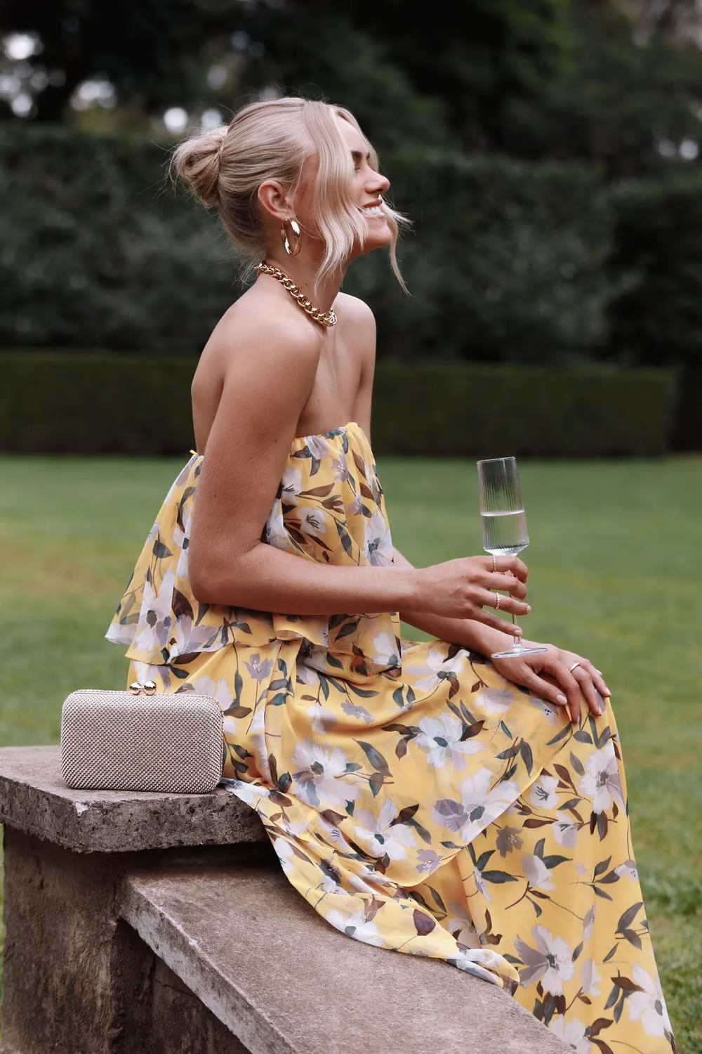 Chelsea - Robe Maxi Imprimée à Épaules Dénudées et Volants