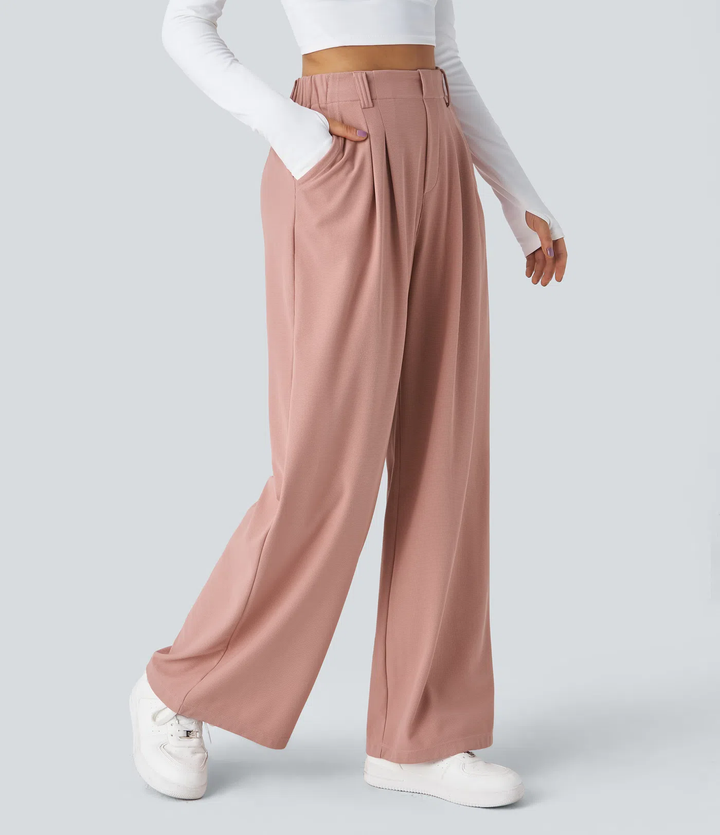 Rosie - Pantalons de travail larges à taille haute avec poches latérales en gaufre