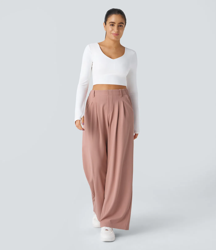 Rosie - Pantalons de travail larges à taille haute avec poches latérales en gaufre