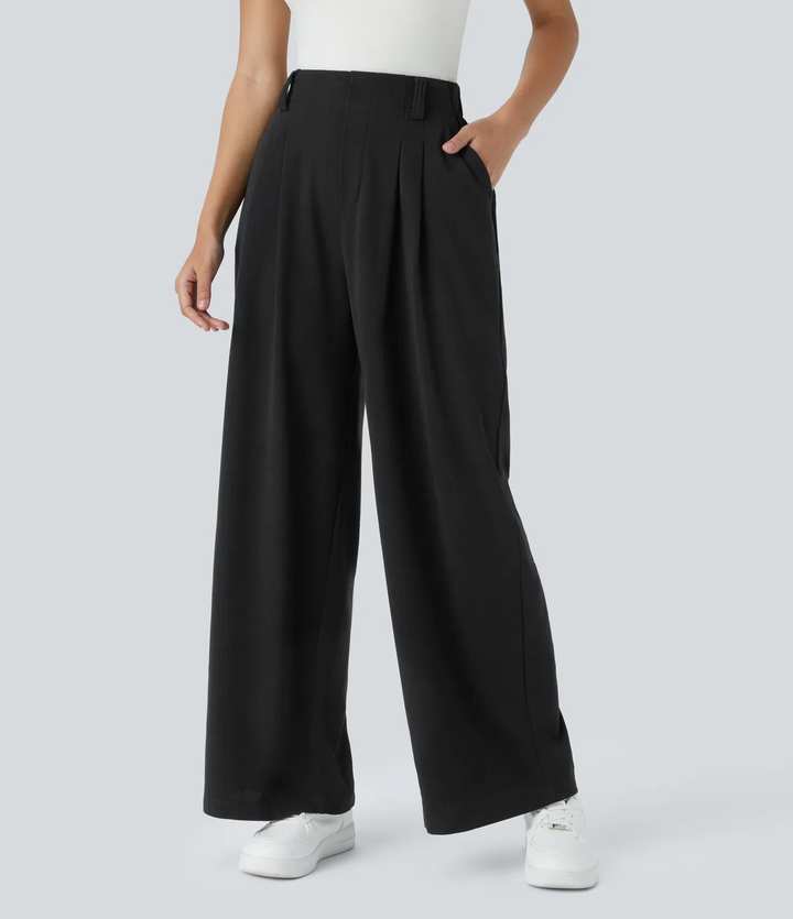 Rosie - Pantalons de travail larges à taille haute avec poches latérales en gaufre
