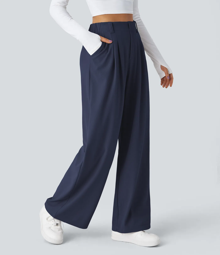Rosie - Pantalons de travail larges à taille haute avec poches latérales en gaufre