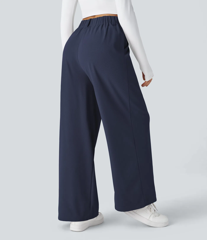 Rosie - Pantalons de travail larges à taille haute avec poches latérales en gaufre