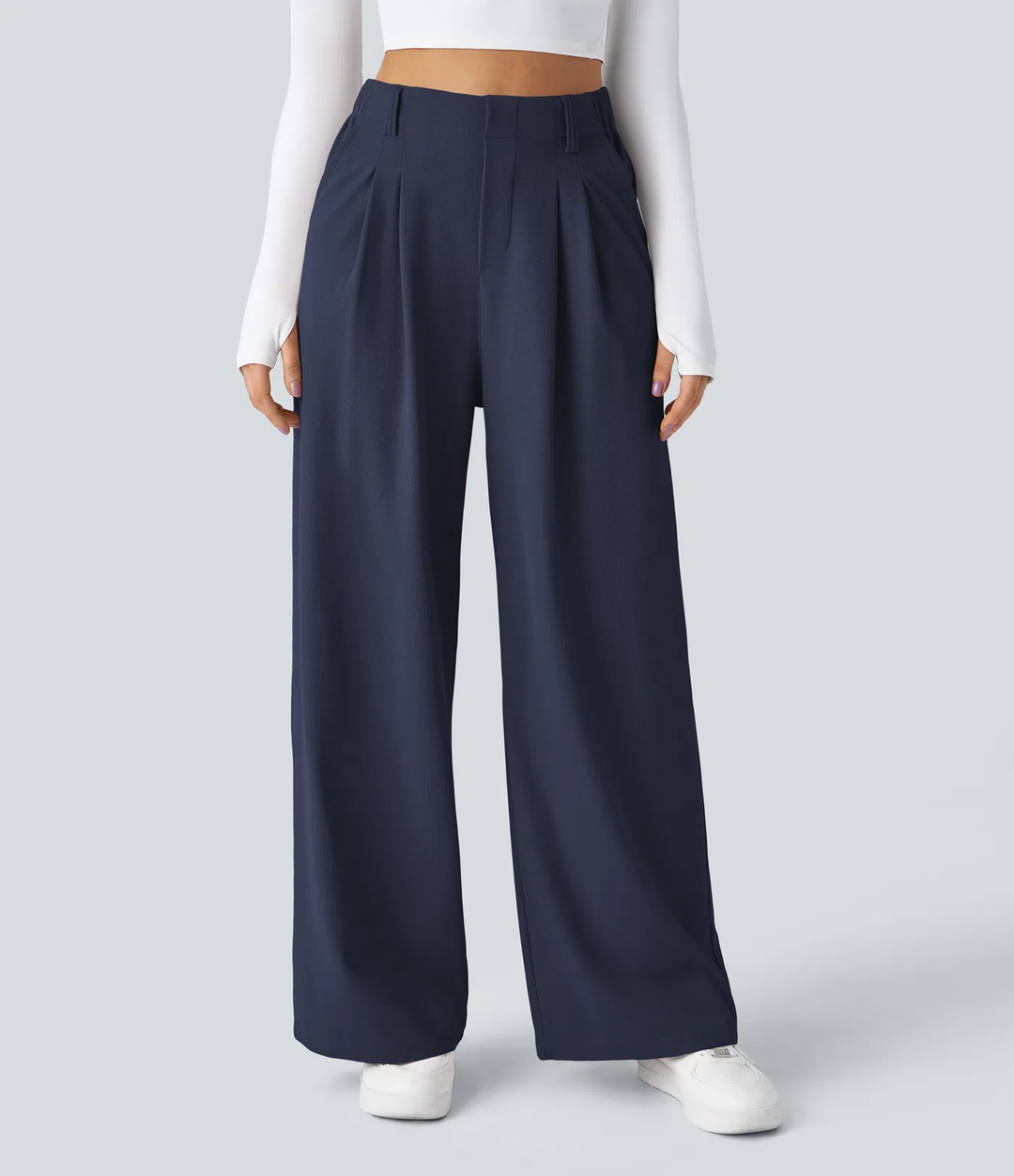 Rosie - Pantalons de travail larges à taille haute avec poches latérales en gaufre