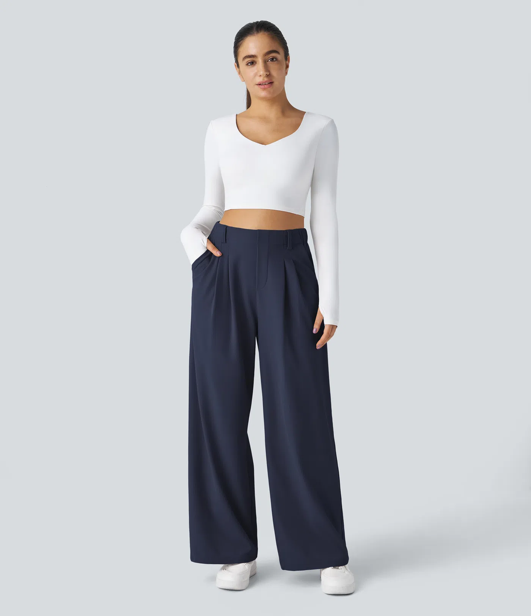 Rosie - Pantalons de travail larges à taille haute avec poches latérales en gaufre