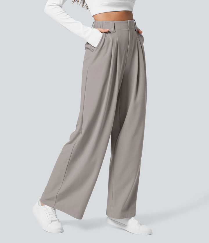 Rosie - Pantalons de travail larges à taille haute avec poches latérales en gaufre