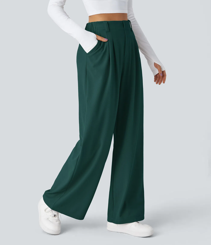 Rosie - Pantalons de travail larges à taille haute avec poches latérales en gaufre