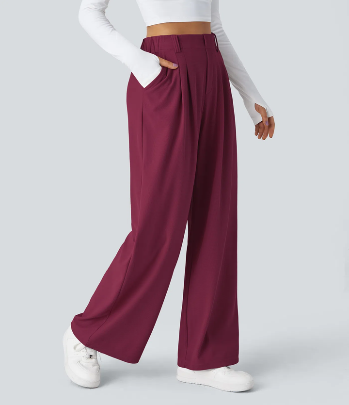 Rosie - Pantalons de travail larges à taille haute avec poches latérales en gaufre