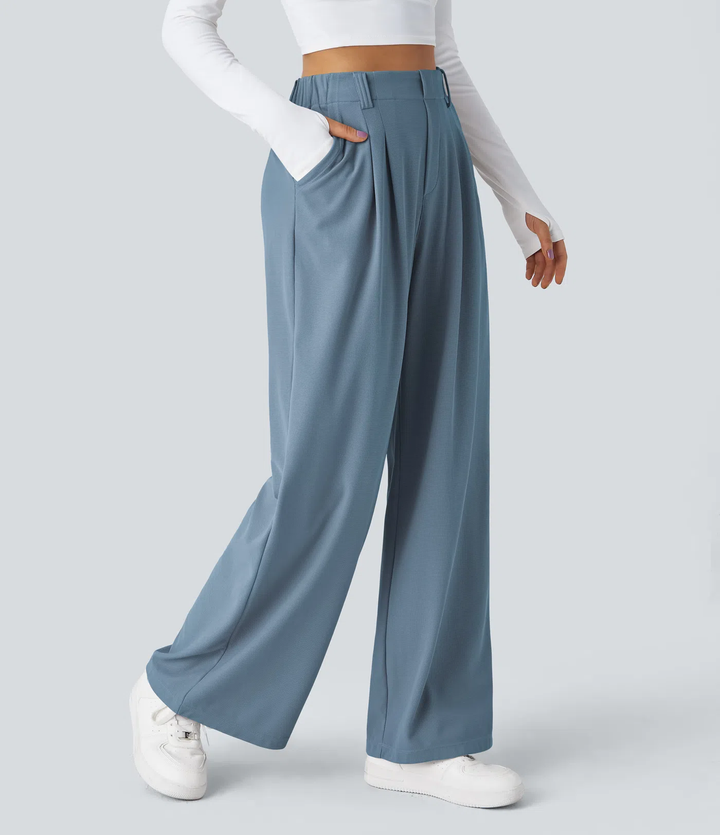 Rosie - Pantalons de travail larges à taille haute avec poches latérales en gaufre
