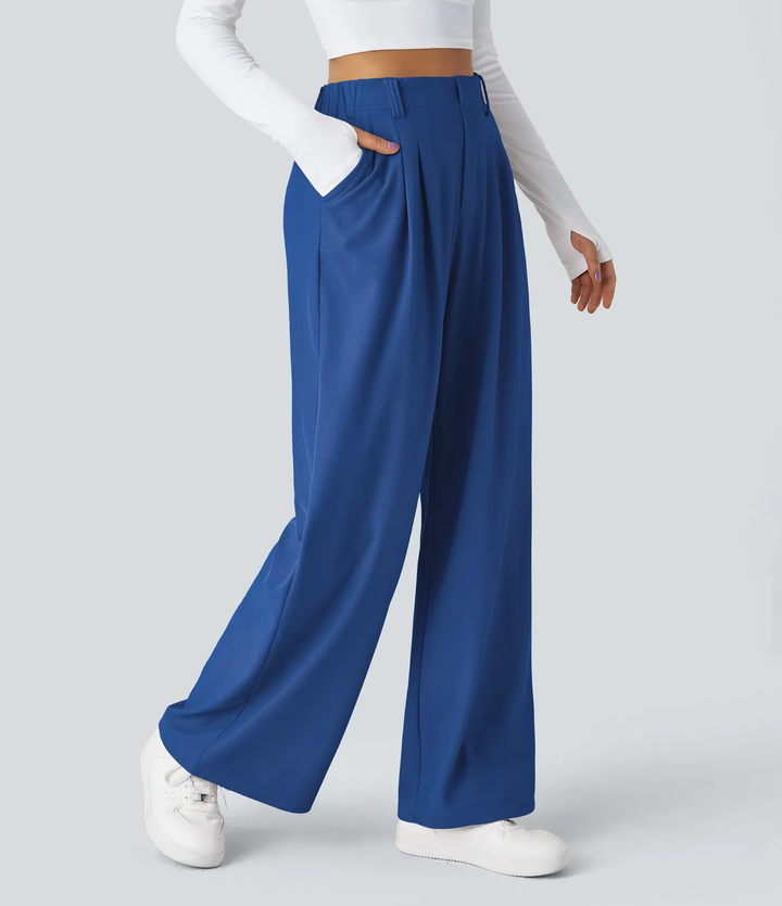 Rosie - Pantalons de travail larges à taille haute avec poches latérales en gaufre