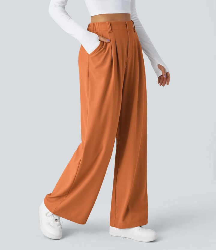 Rosie - Pantalons de travail larges à taille haute avec poches latérales en gaufre