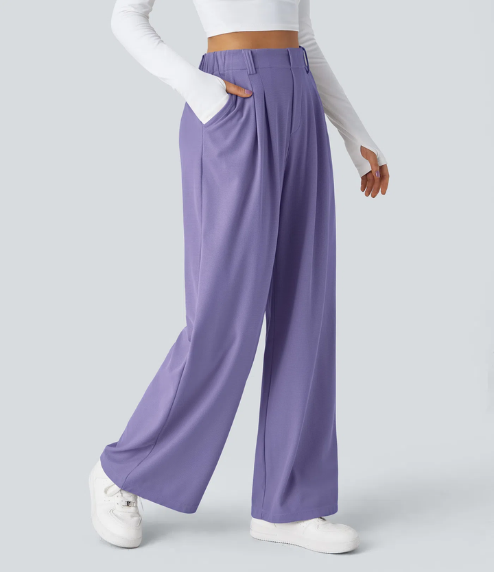 Rosie - Pantalons de travail larges à taille haute avec poches latérales en gaufre