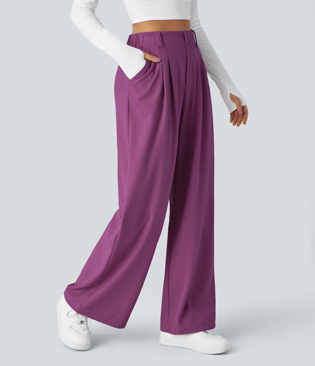 Rosie - Pantalons de travail larges à taille haute avec poches latérales en gaufre