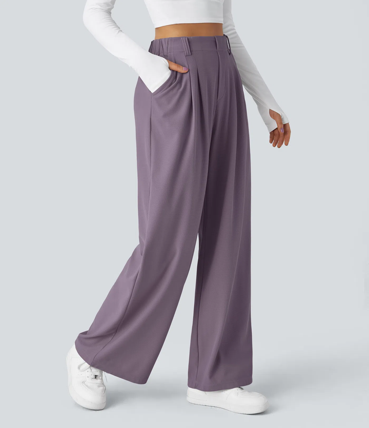 Rosie - Pantalons de travail larges à taille haute avec poches latérales en gaufre