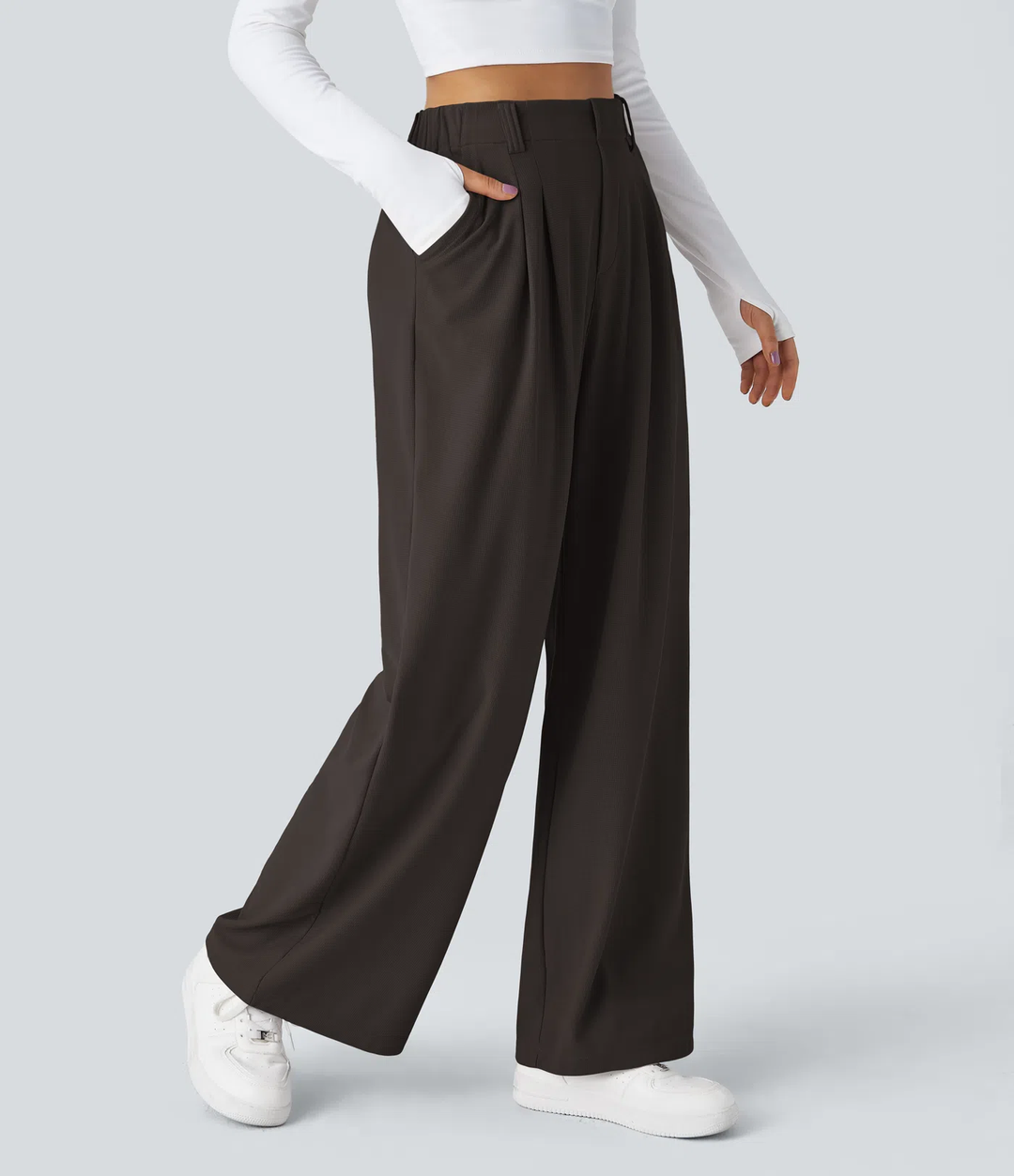 Rosie - Pantalons de travail larges à taille haute avec poches latérales en gaufre