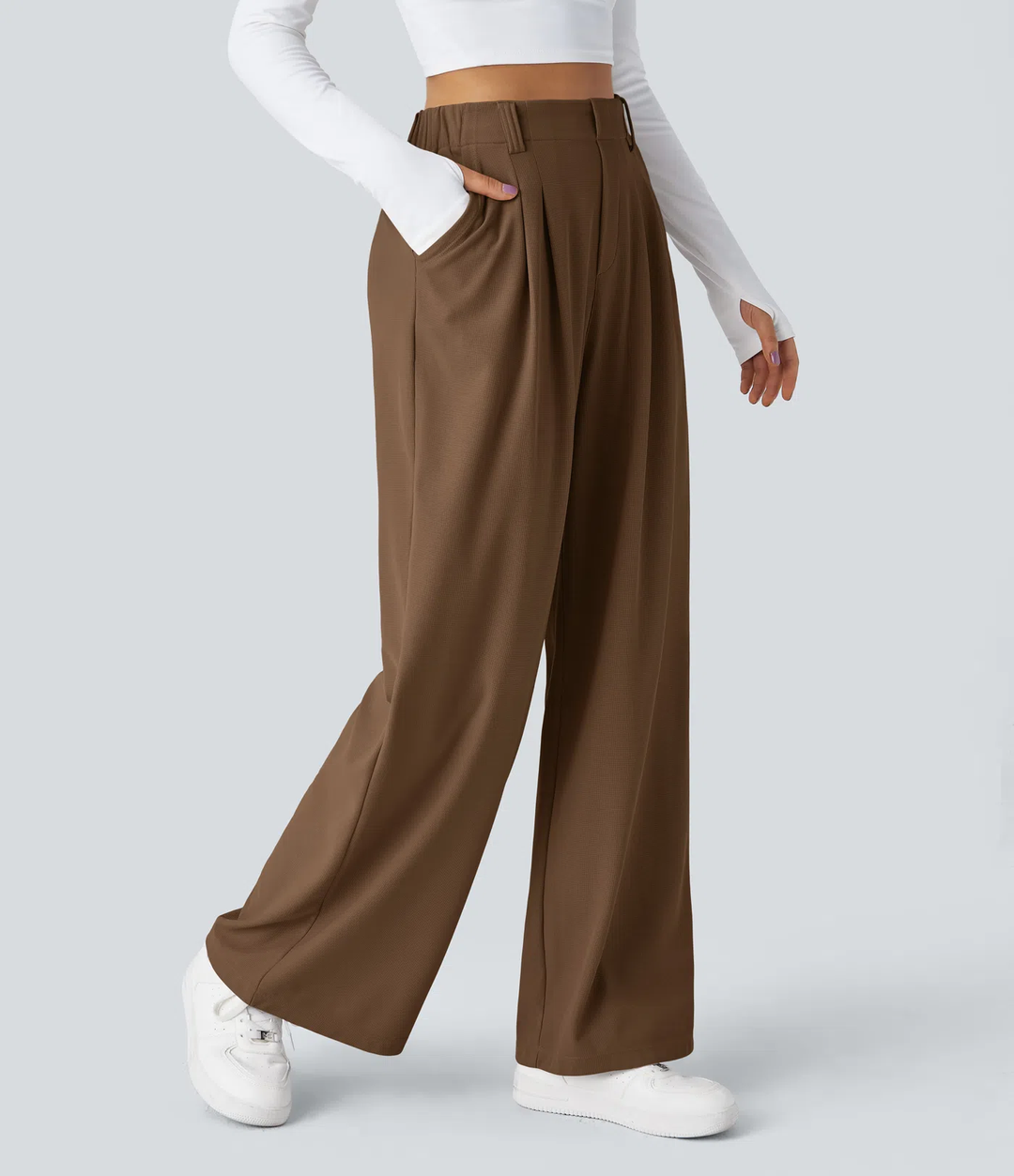Rosie - Pantalons de travail larges à taille haute avec poches latérales en gaufre