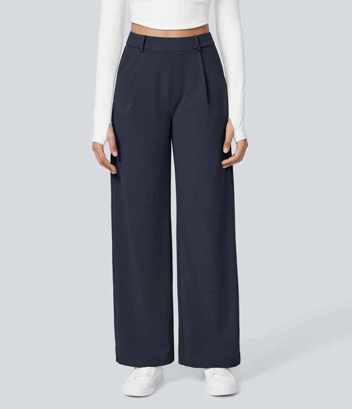 Jane - Pantalon de travail droit à taille haute avec poches latérales