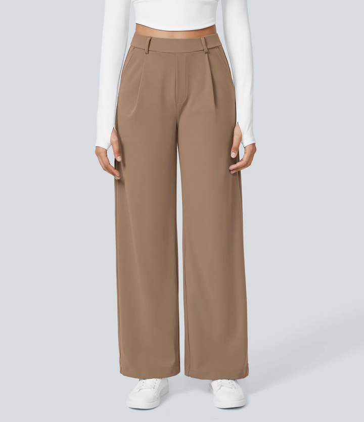 Jane - Pantalon de travail droit à taille haute avec poches latérales