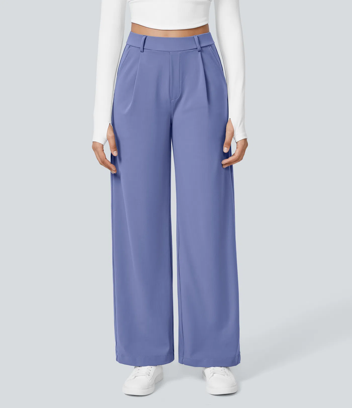 Jane - Pantalon de travail droit à taille haute avec poches latérales