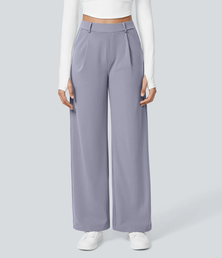 Jane - Pantalon de travail droit à taille haute avec poches latérales