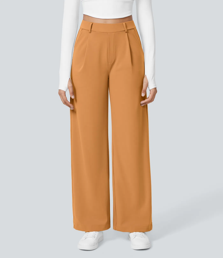 Jane - Pantalon de travail droit à taille haute avec poches latérales