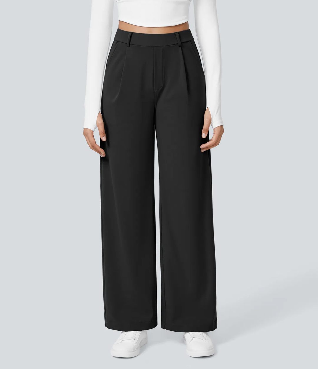 Jane - Pantalon de travail droit à taille haute avec poches latérales