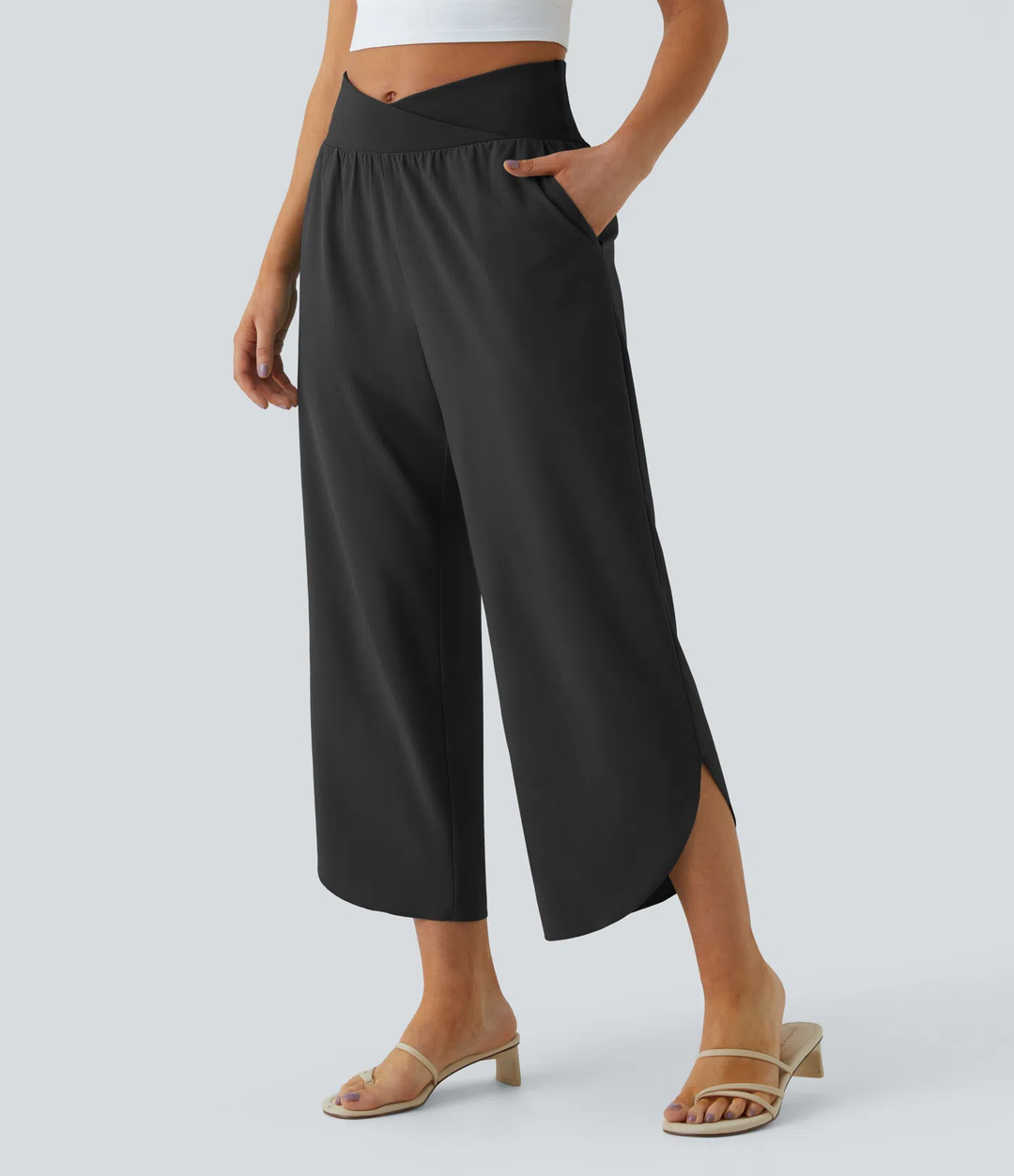 Carmela - Pantalons de Resort à Taille Haute, Croisés, avec Poches Latérales, à Séchage Rapide