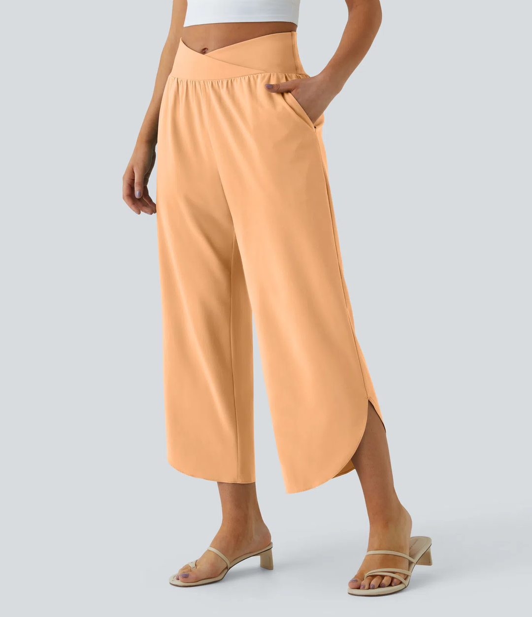 Carmela - Pantalons de Resort à Taille Haute, Croisés, avec Poches Latérales, à Séchage Rapide