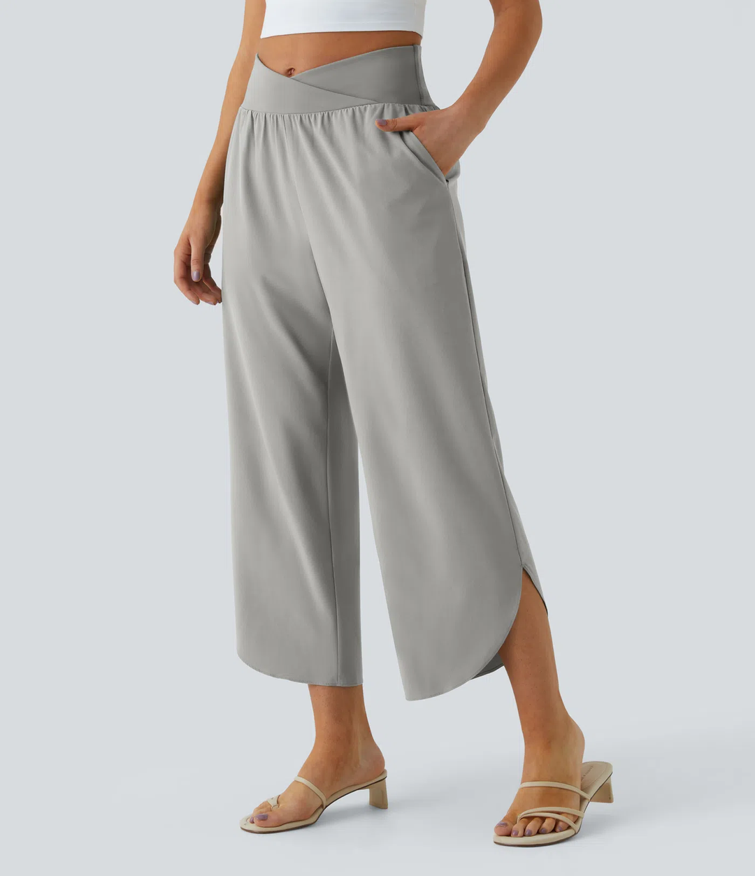 Carmela - Pantalons de Resort à Taille Haute, Croisés, avec Poches Latérales, à Séchage Rapide