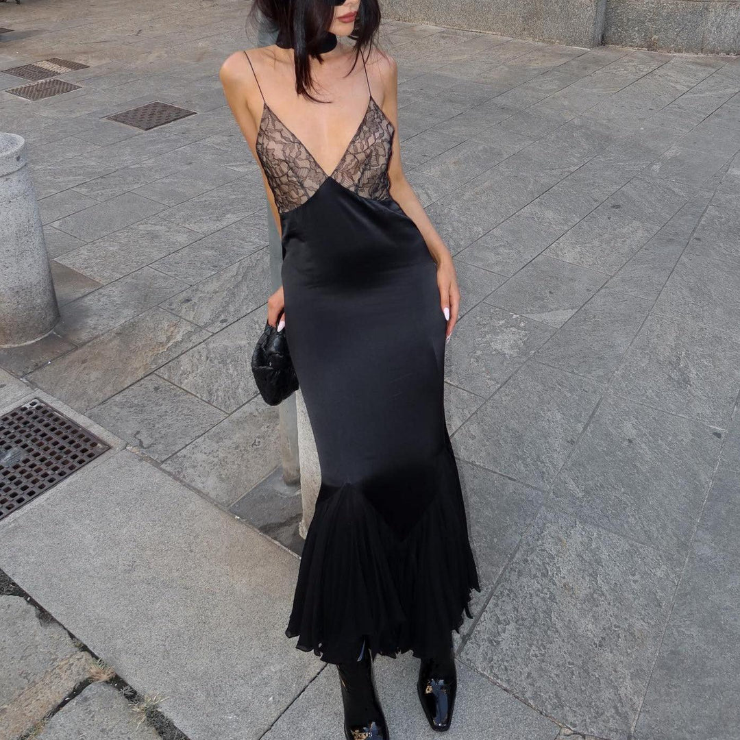 Anissa - Robe Maxi en Tulle avec Dentelle Découpée