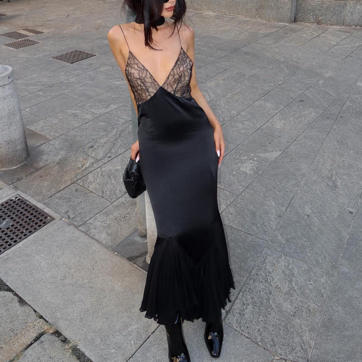 Anissa - Robe Maxi en Tulle avec Dentelle Découpée
