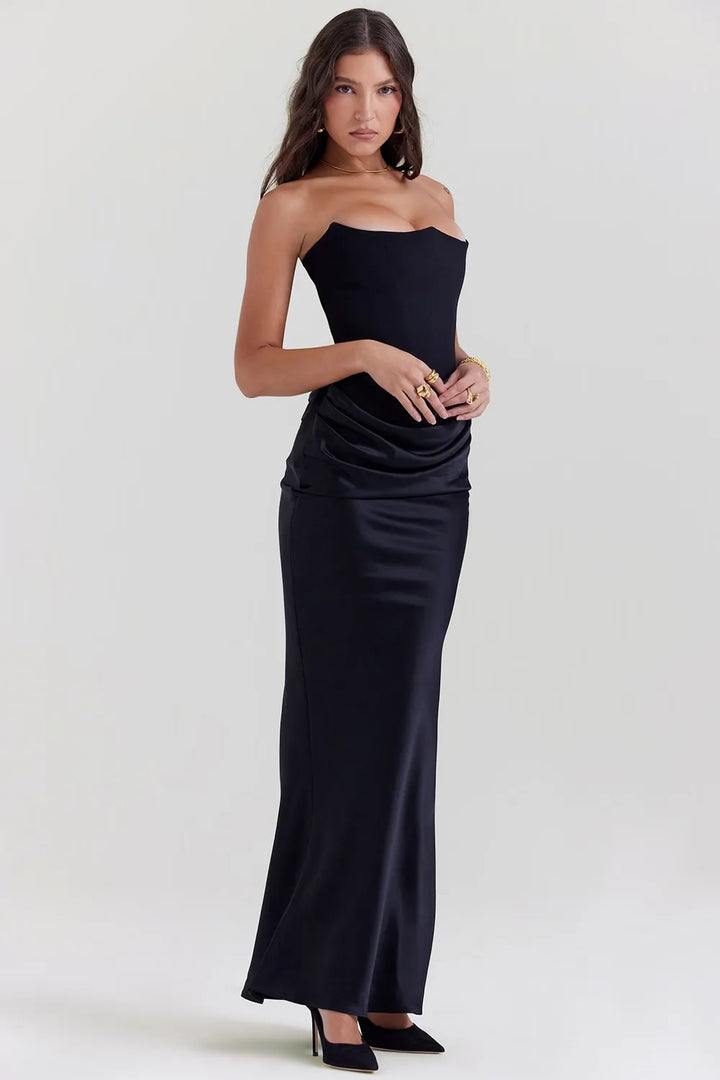 Victoria Noir | Robe Maxi Noire Sophistiquée