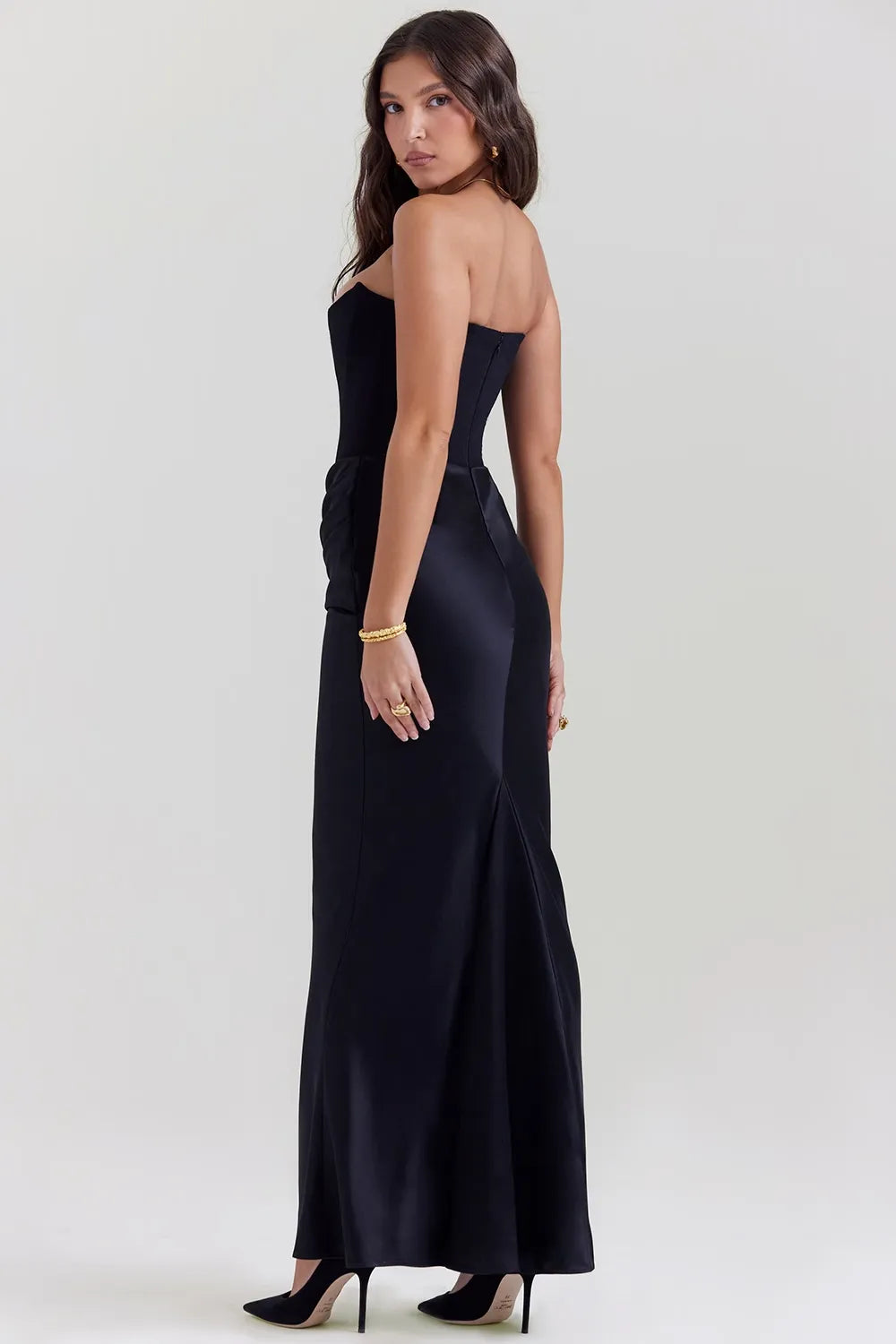 Victoria Noir | Robe Maxi Noire Sophistiquée