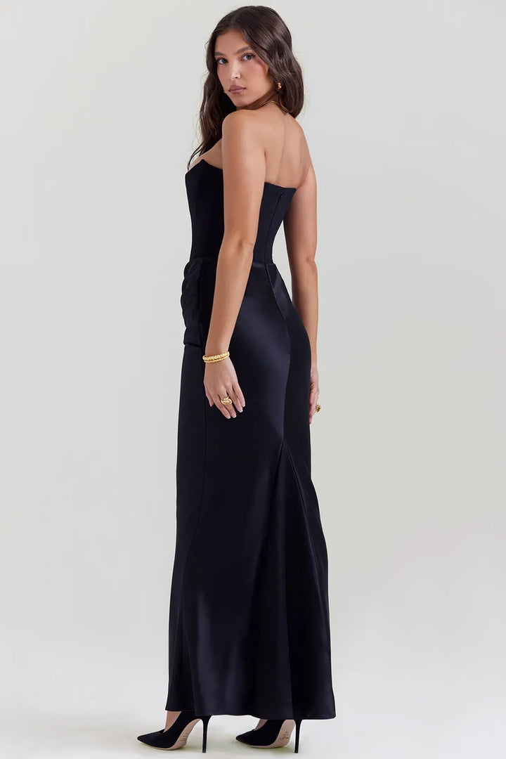 Victoria Noir | Robe Maxi Noire Sophistiquée