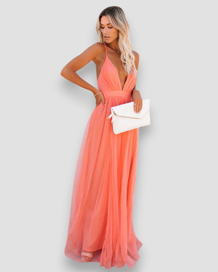 ANASTASIA I ROBE MAXI ÉLÉGANTE À COL V
