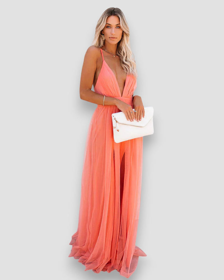 ANASTASIA I ROBE MAXI ÉLÉGANTE À COL V
