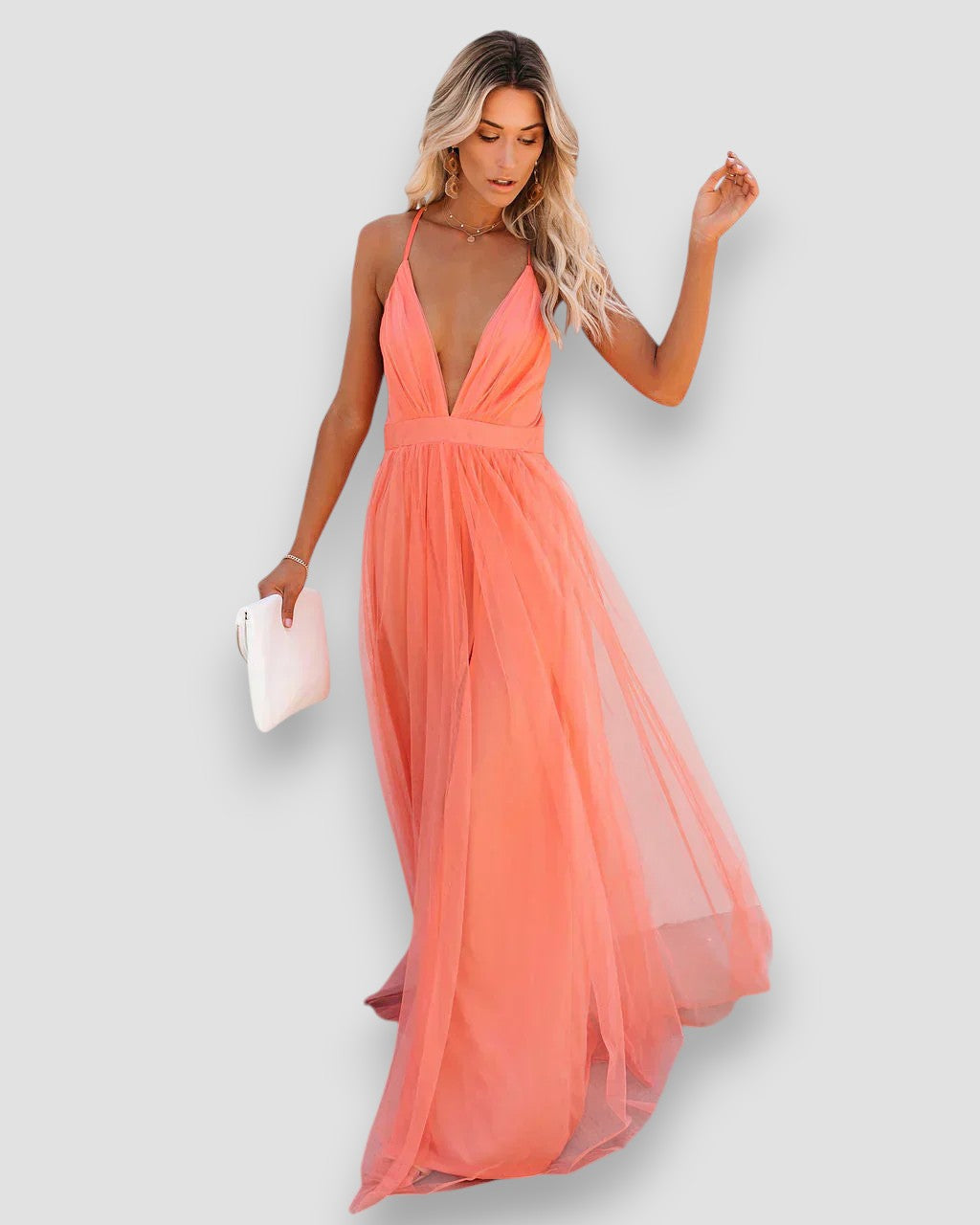 ANASTASIA I ROBE MAXI ÉLÉGANTE À COL V