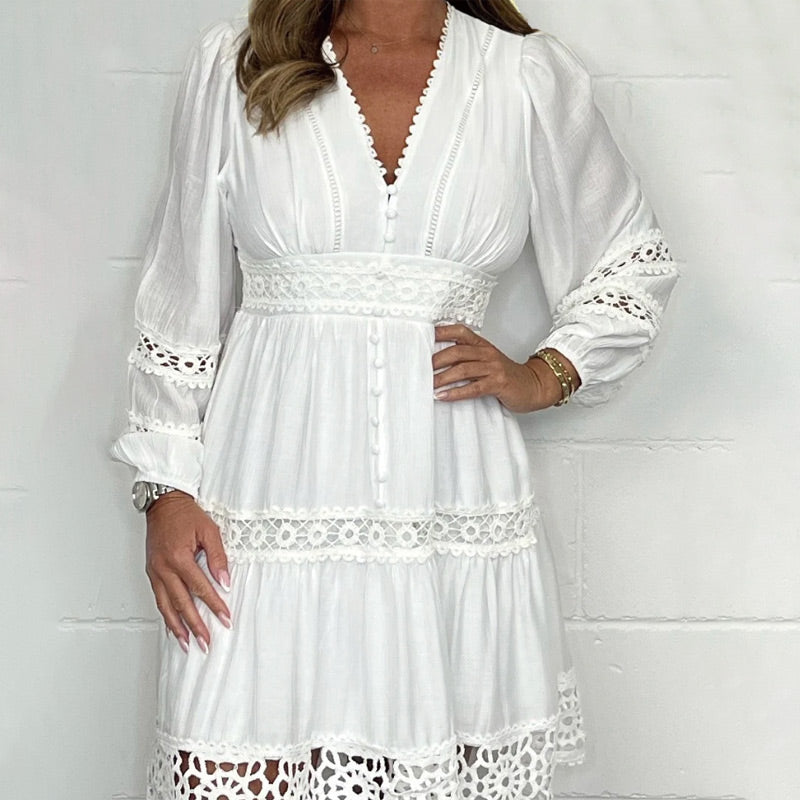 ROBE EN LACE AMELIA À MANCHES LONGUES