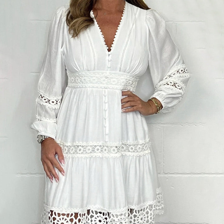 ROBE EN LACE AMELIA À MANCHES LONGUES