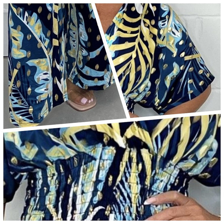 Natalia - Combinaison Imprimée Feuilles Tropicales