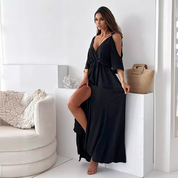 Billie - Robe Maxi à Encolure en V avec Fente Tendance