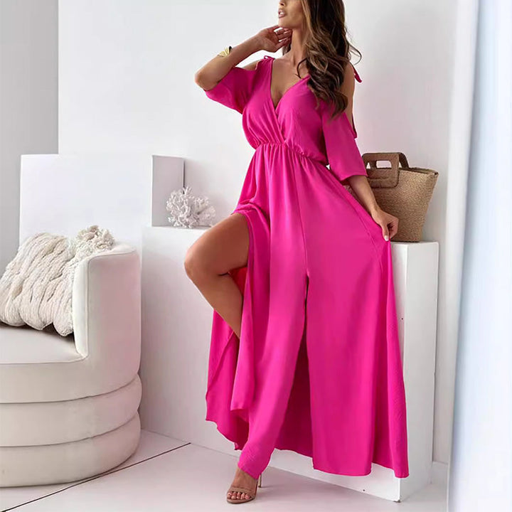 Billie - Robe Maxi à Encolure en V avec Fente Tendance
