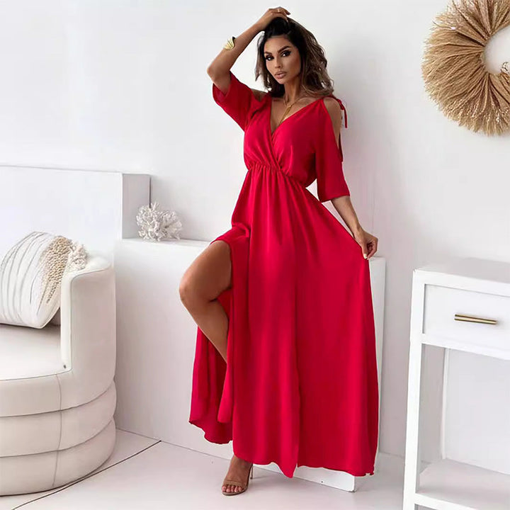Billie - Robe Maxi à Encolure en V avec Fente Tendance
