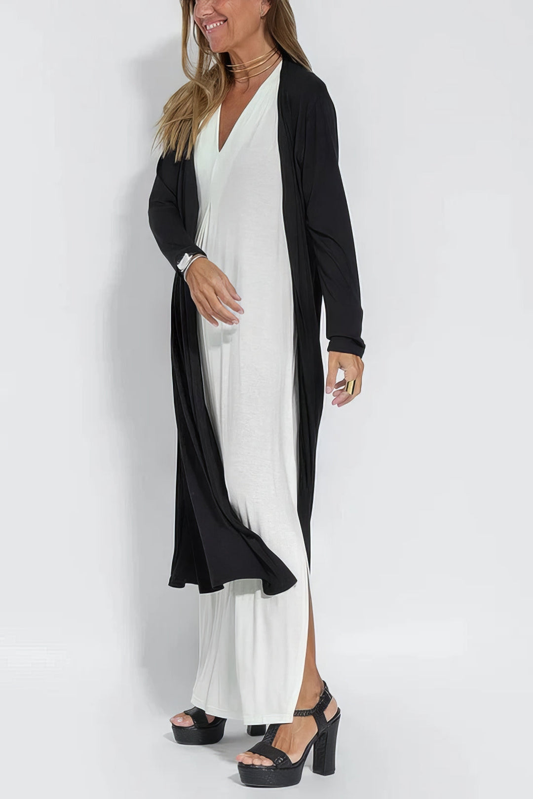 Elli | Robe longue élégante + cardigan assorti en CADEAU
