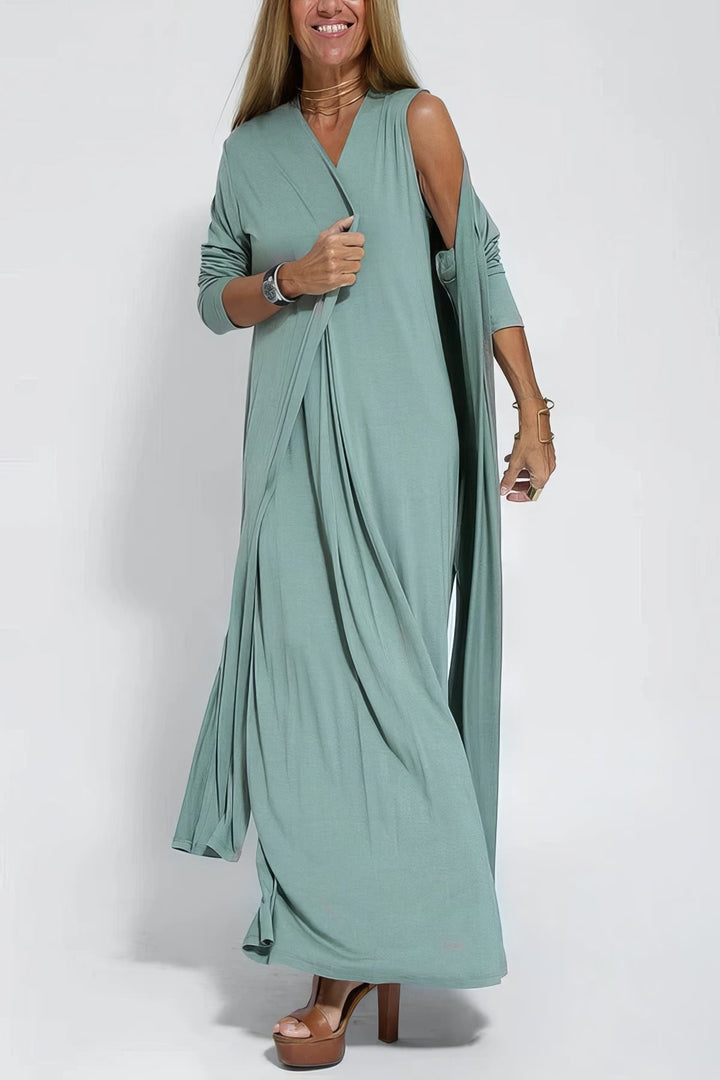 Elli | Robe longue élégante + cardigan assorti en CADEAU