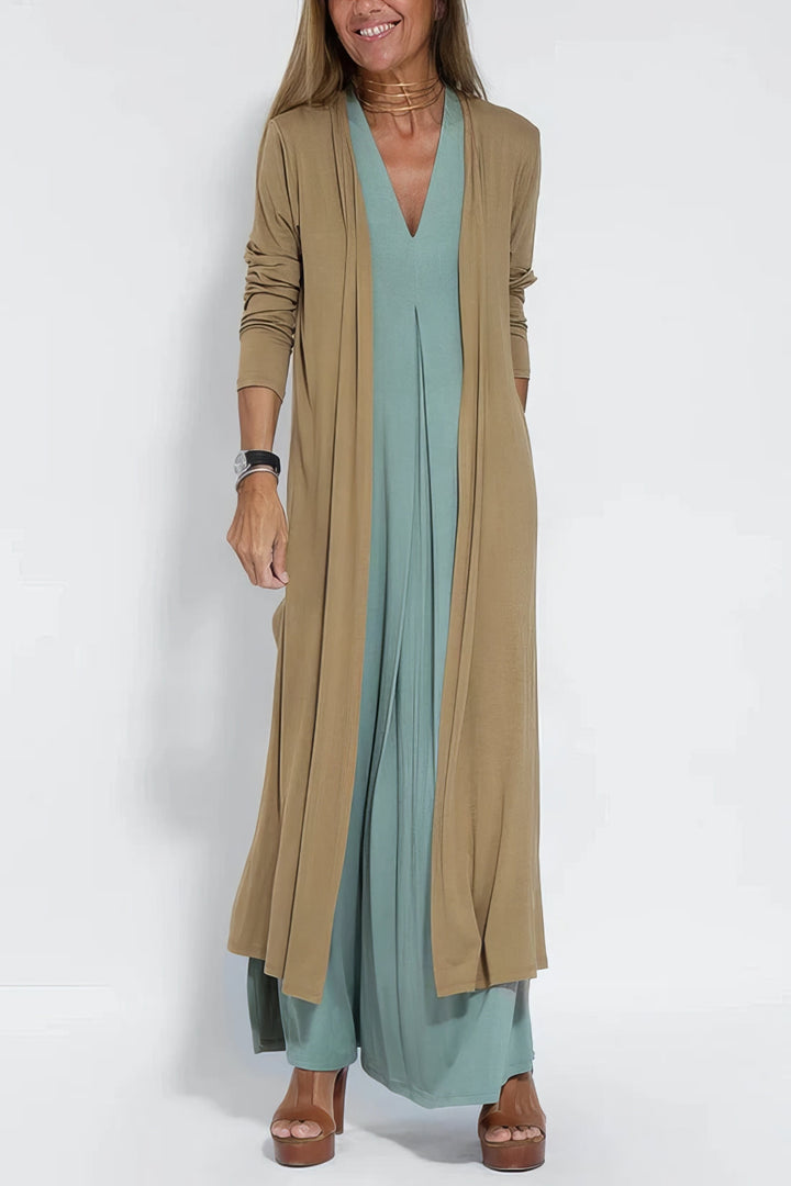 Elli | Robe longue élégante + cardigan assorti en CADEAU